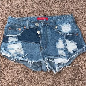Denim Shorts Patched Signature 8 Size S